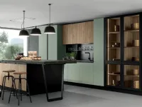 Cucina moderna con isola Nezha green Colombini casa a prezzo ribassato