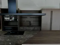 Cucina con isola in laminato materico rovere moro Aspen  a prezzo ribassato