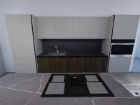 Cucina con isola in laminato opaco tortora Kali 12 a prezzo ribassato