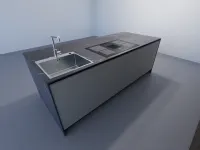 Cucina con isola in laminato opaco tortora Kali 12 a prezzo ribassato