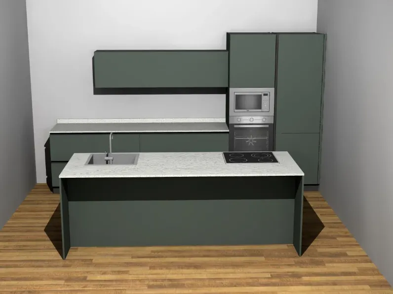 Cucina con isola in melaminico altri colori Time a prezzo ribassato