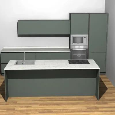 Cucina con isola in melaminico altri colori Time a prezzo ribassato