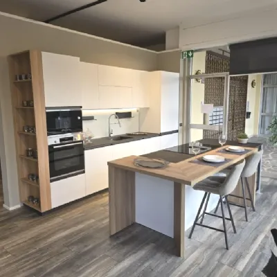 Cucina con isola in melaminico bianca Hera a prezzo scontato