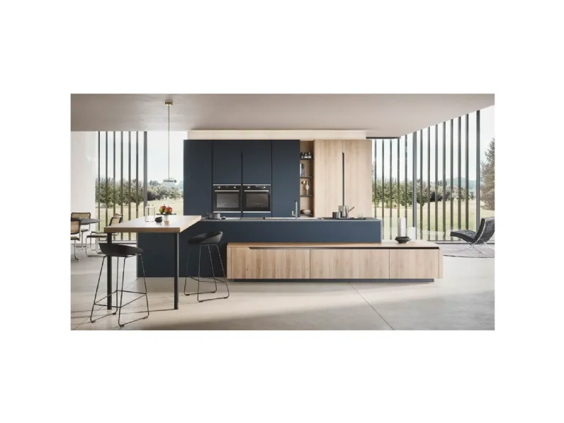 Cucina Dibiesse design con penisola altri colori in laminato materico Lesmo