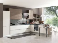 Cucina con penisola in laminato materico altri colori Hansel a prezzo scontato