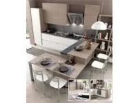 Cucina con penisola in laminato materico altri colori Hansel a prezzo scontato