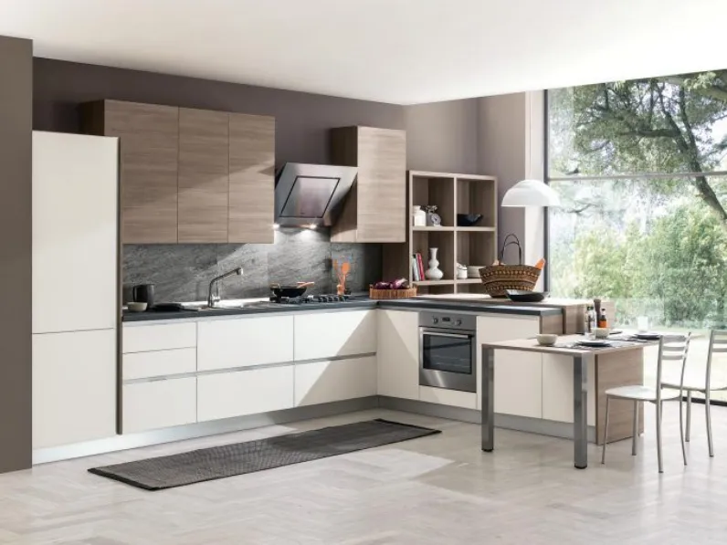 Mobile cucina componibile cm.80, con 2 ante e 2 cassetti, bianco top color  marmo Arredobagno e Cucine s.r.l.s.