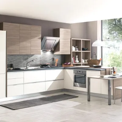 Cucina Hansel, design Artigianale con penisola, altri colori scontati del 20%!