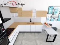 Cucina con penisola design arancione Artigianale Start2 a soli 5980 Euro