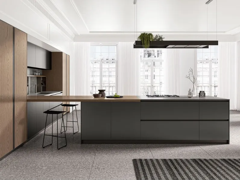 Cucina grigio design con penisola Time Arredo3 a soli 23989