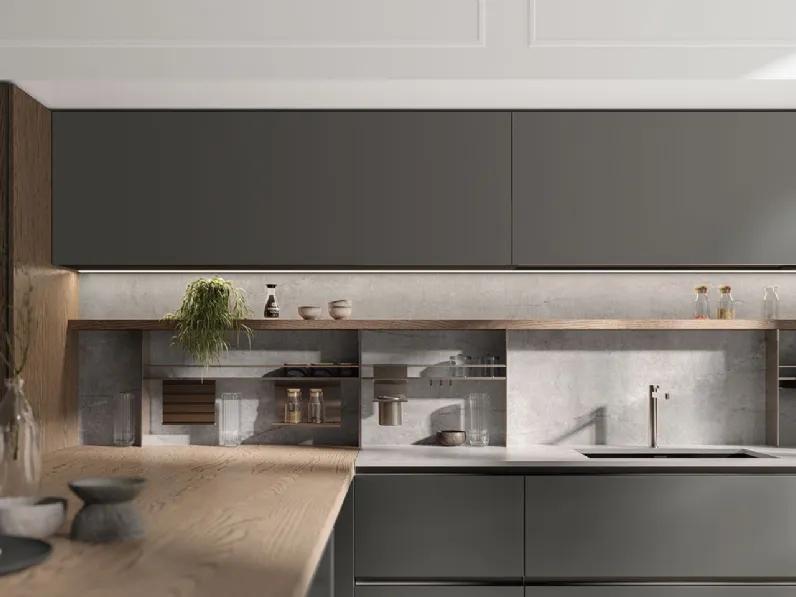 Cucina design con penisola Time Arredo3 a prezzo ribassato