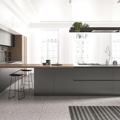 Cucina grigia design con penisola Arredo3 Time a soli 24557
