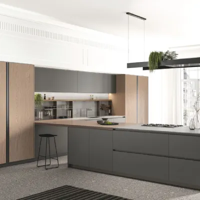 Cucina grigia design con penisola Arredo3 Time a soli 25162 Euro