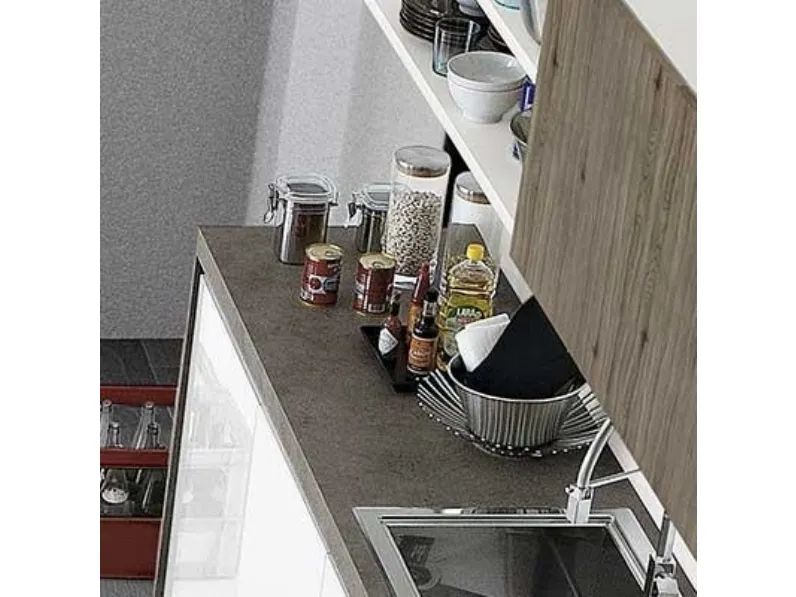 Cucina con penisola moderna bianca Spagnol cucine Vivere 2 a soli 12676 Euro