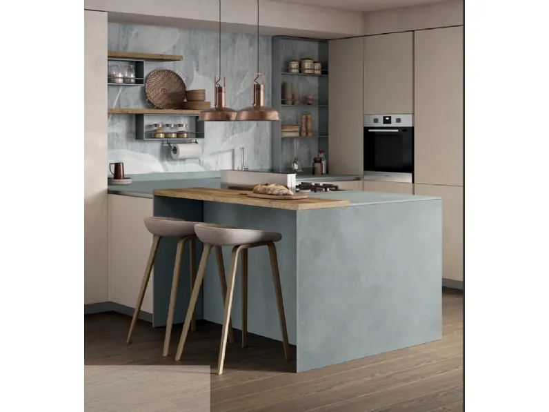 Cucina altri colori moderna con penisola Materia 3 Essebi a soli 12426 Euro