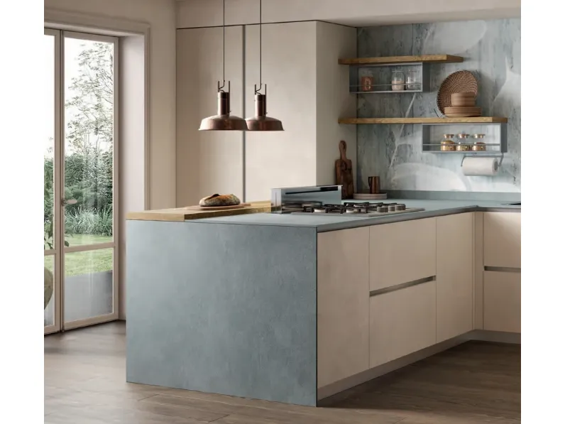 Cucina altri colori moderna con penisola Materia 3 Essebi a soli 12426 Euro