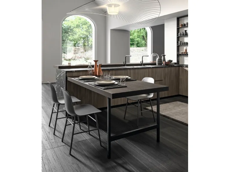 Cucina con penisola in laminato materico a prezzo ribassato 35%