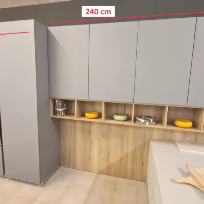 Cucina con penisola in laminato materico grigia Cucina time grigio  a prezzo scontato