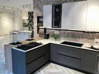 Cucina Creo moderna con penisola bianca in laminato materico Tablet\smart 