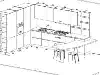 Cucina con penisola in laminato opaco bianca Infinity a prezzo scontato