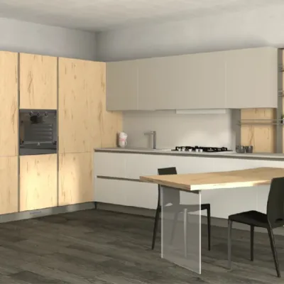 Cucina con penisola in laminato opaco bianca Infinity a prezzo scontato