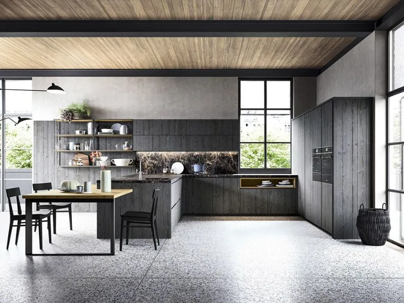 Cucina con penisola in legno modello Cucina industrial style maestrale m05 ad un prezzo riservato 