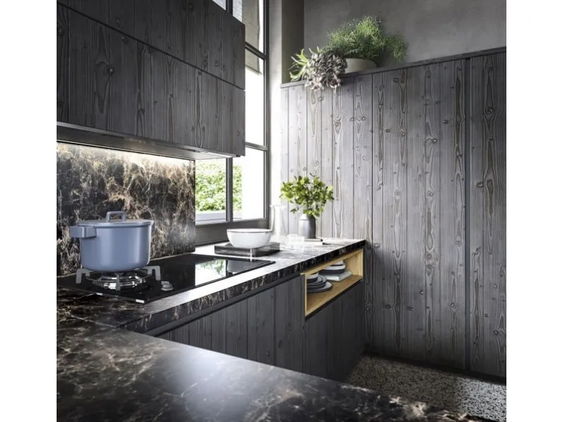 Cucina con penisola in legno modello Cucina industrial style maestrale m05 ad un prezzo riservato 
