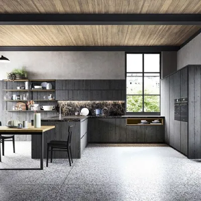 Cucina con penisola in legno modello Cucina industrial style maestrale m05 ad un prezzo riservato 