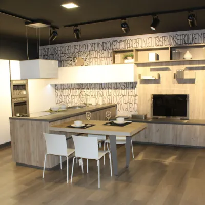 Cucina con penisola in melaminico bianca Immagina lux a prezzo scontato