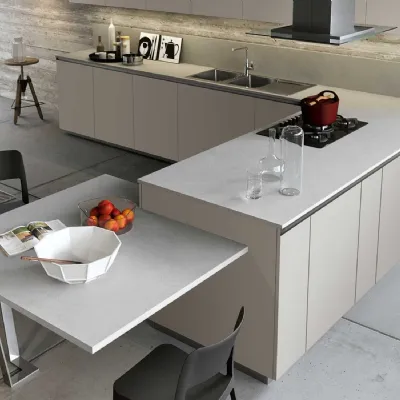 Cucina Antares moderna con penisola magnolia in laminato materico K18