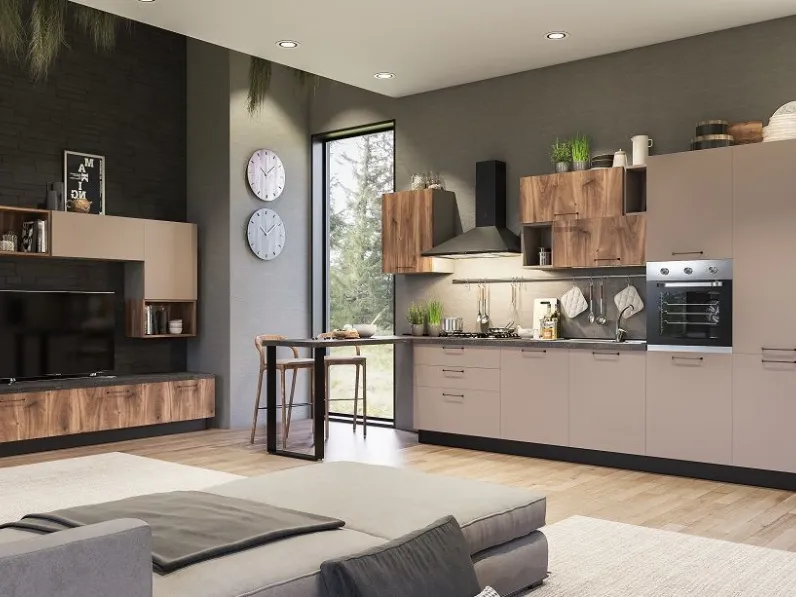 Cucina con penisola Living Collezione esclusiva con un ribasso vantaggioso
