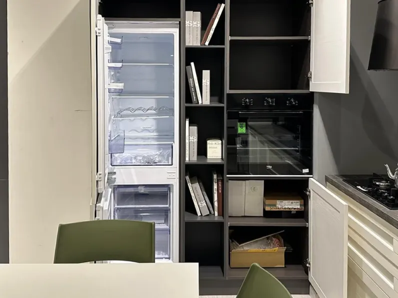 Cucina Net cucine moderna con penisola bianca in legno Elsa