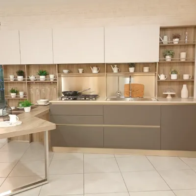 Cucina grigia moderna con penisola Start time j Veneta cucine in Offerta Outlet