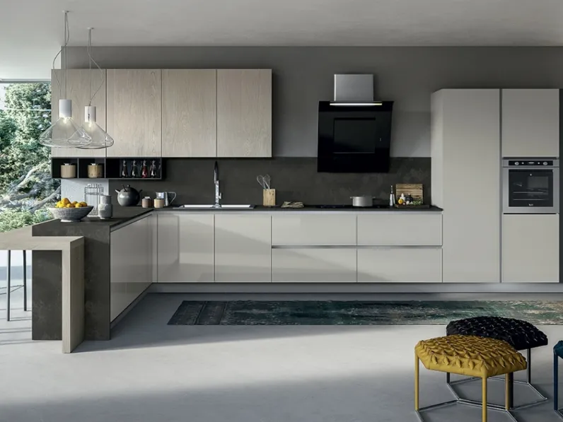 Cucina con penisola moderna Round  Arredo3 su misure personalizzabile 