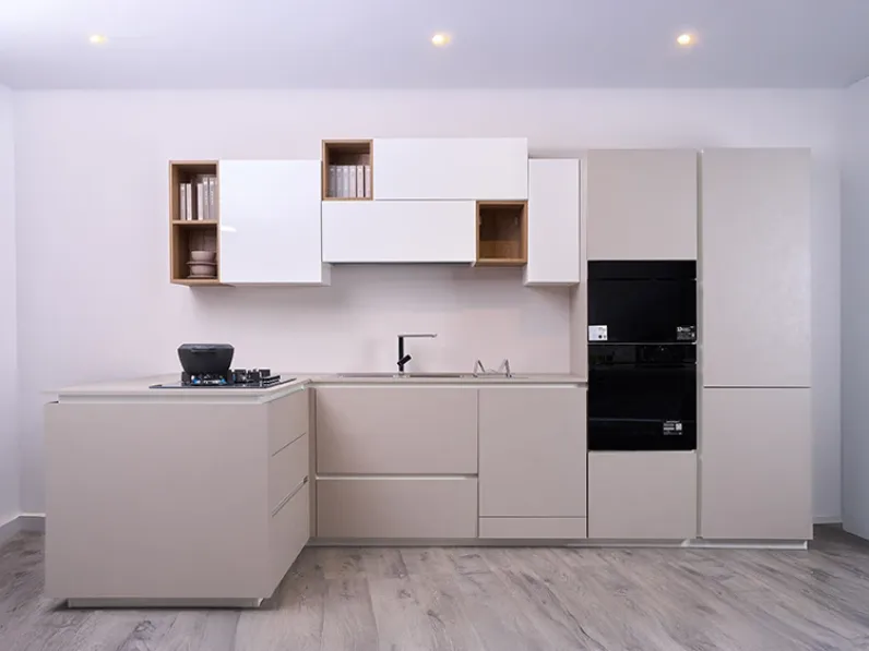 Cucina tortora moderna con penisola Time Gentili group a soli 6840 Euro