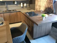 Cucina grigio moderna con penisola Noce imperial Artigianale in Offerta Outlet