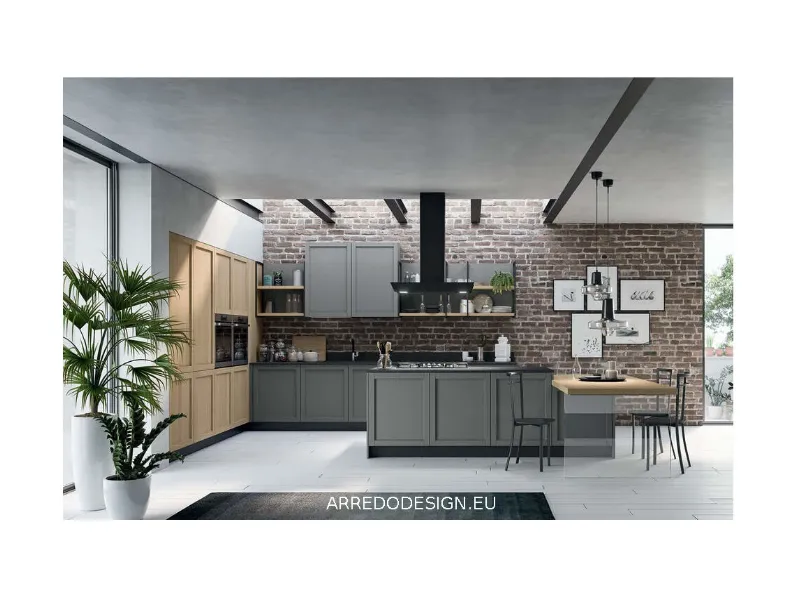 Cucina altri colori moderna con penisola Prima cucine Noah a soli 4560