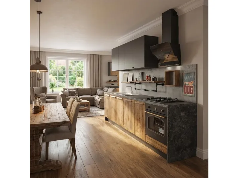 Cucina lineare in legno a prezzo ribassato 52%