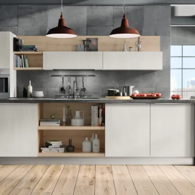 Cucina Cucina moderna con isola in offerta nuovimondi 2020  moderna rovere chiaro ad isola Nuovi mondi cucine