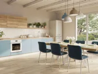 Cucina moderna nordic celeste, effetto legno, scontata 53%. Progettata da un interno.