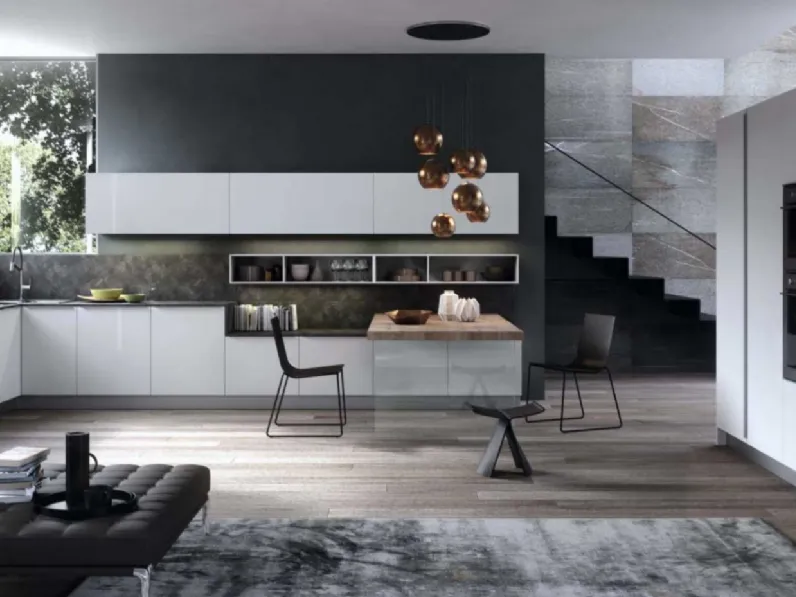 Cucina ad angolo design K18 lucida Antares a prezzo scontato