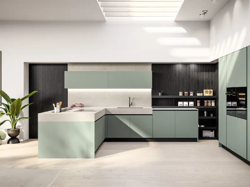 Cucina grigia design con penisola Cloe 05 Arredo3 in Offerta Outlet