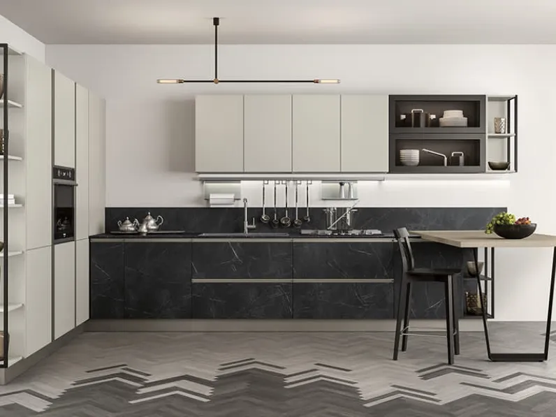 Cucina grigio design lineare Linea Colombini casa scontata