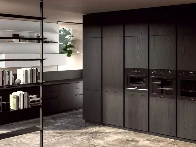 Cucina design rovere moro Vismap ad angolo Visma arredo legno nero a soli 20900