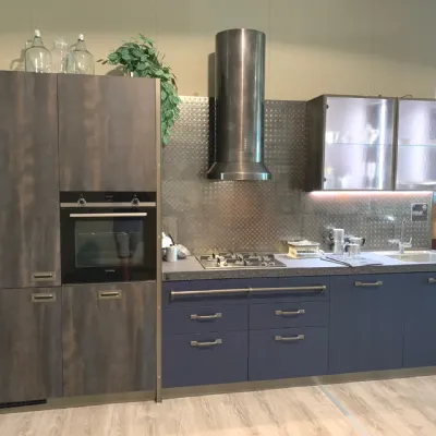 Cucina blu industriale lineare Diesel get together Scavolini in Offerta Outlet