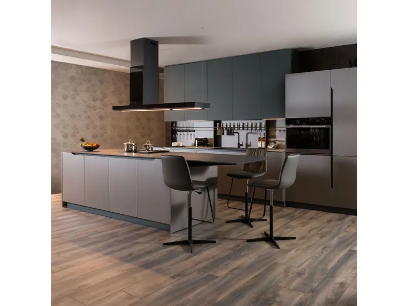 Cucina a prezzo scontato con isola moderna Klab 07 outlet Diotti.com