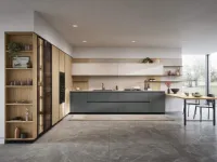 Cucina Domino composizione 01 moderna rovere chiaro Prima cucine con penisola scontata 50%