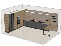 Cucina Domino composizione 01 moderna rovere chiaro Prima cucine con penisola scontata 50%