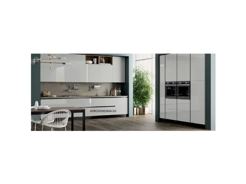 Cucina Domino moderna bianca Prima cucine lineare scontata 30%