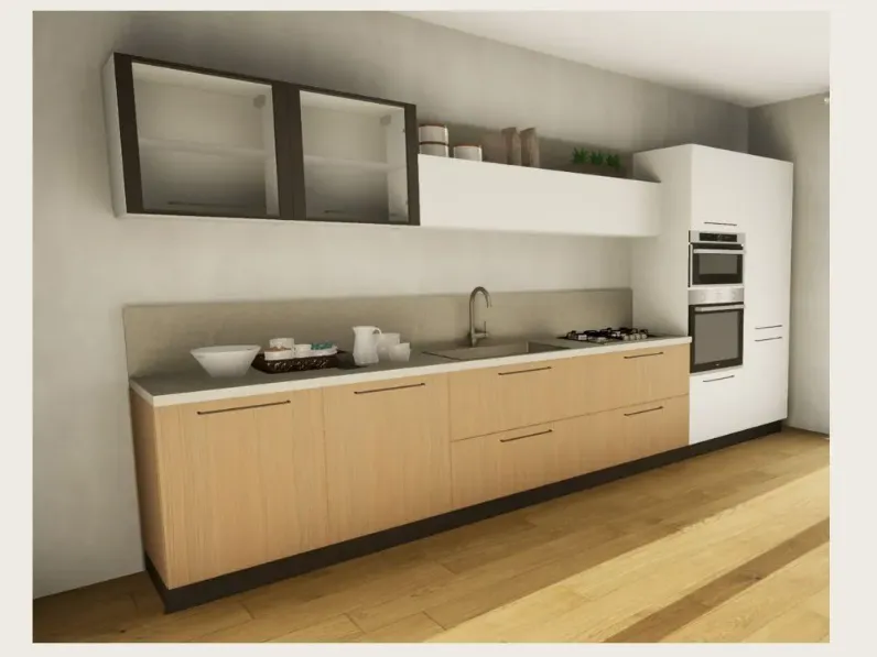 Cucina Domino moderna bianca Prima cucine lineare scontata 32%
